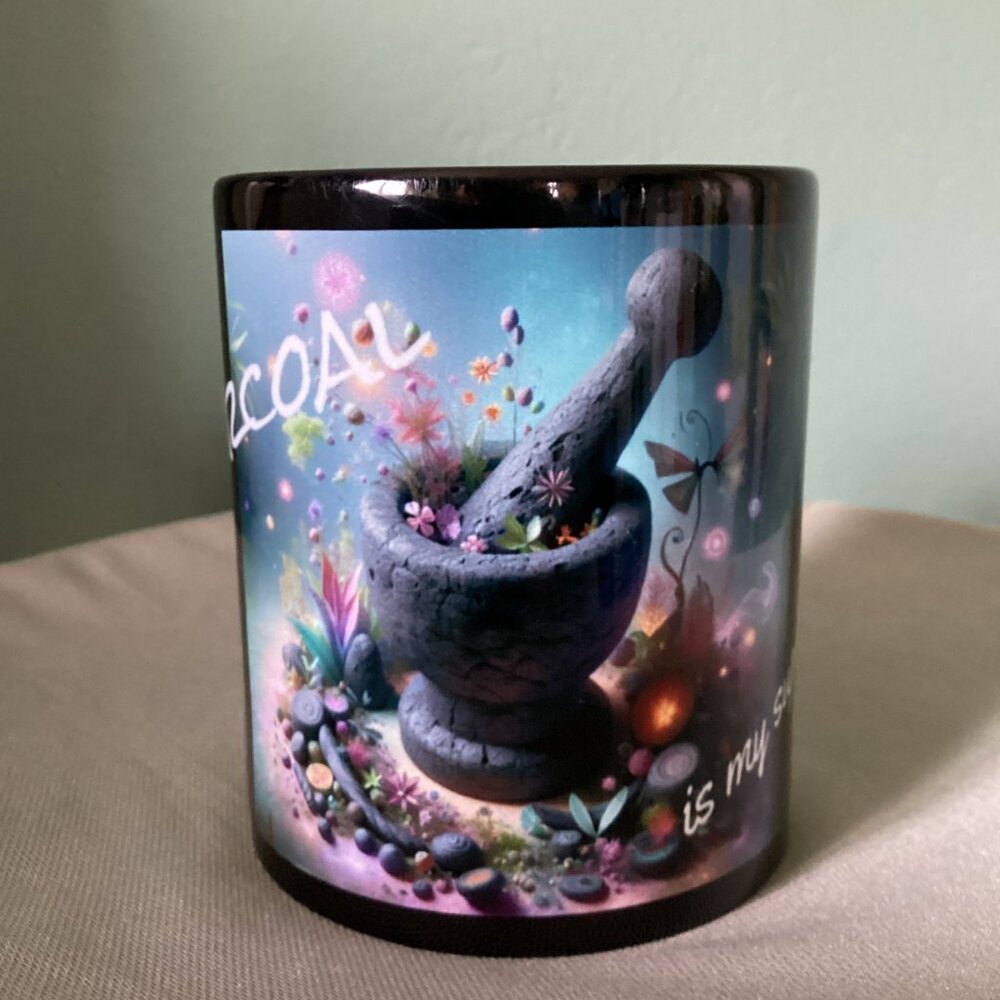 Charcoal is My SuperPower Mug, Empowering Charcoal Mug, Activated Charcoal Black
